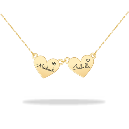 Custom heart necklace with family name, 14K gold filled