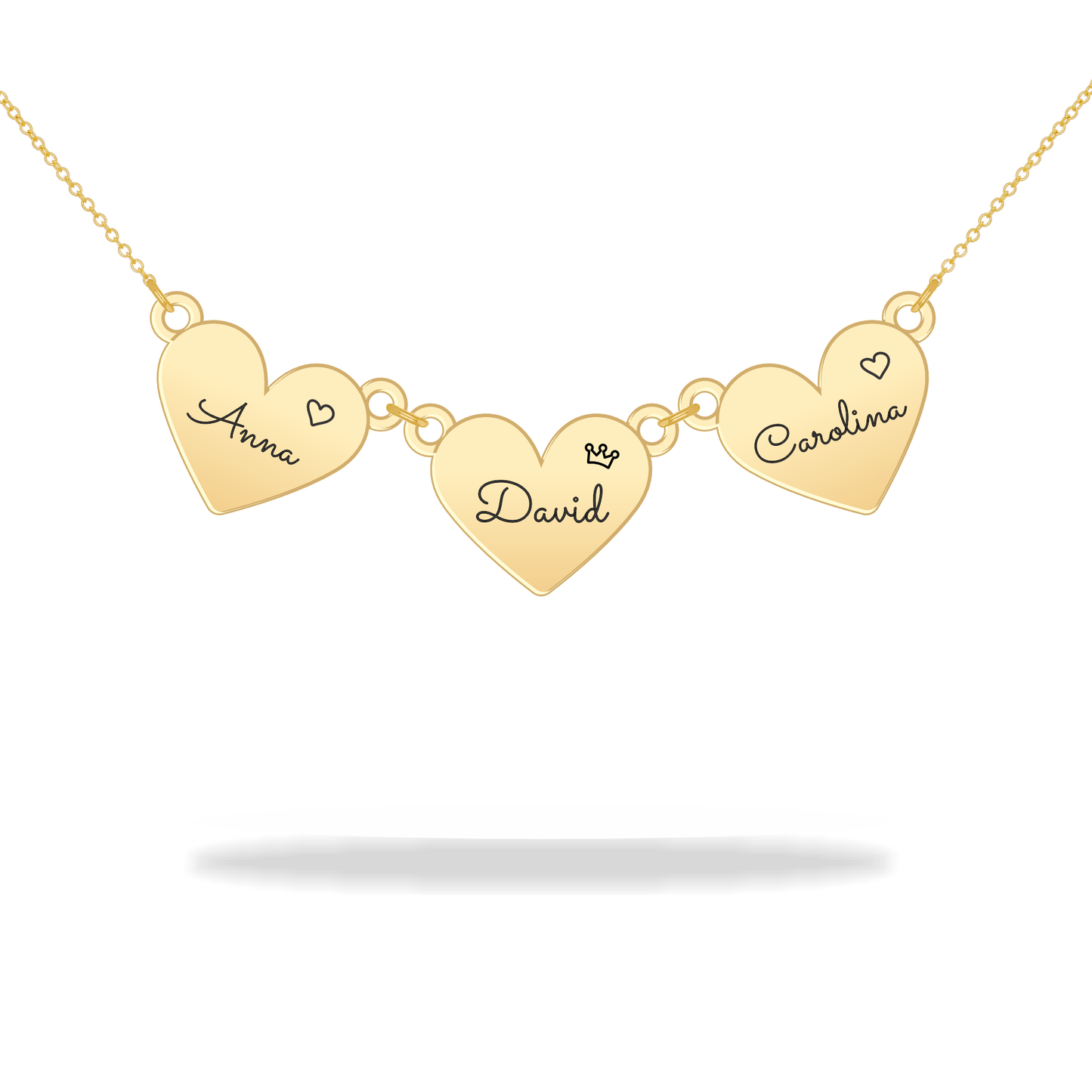 Custom heart necklace with family name, 14K gold filled