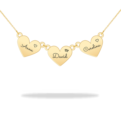 Custom heart necklace with family name, 14K gold filled