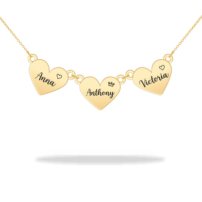 Custom heart necklace with family name, 14K gold filled
