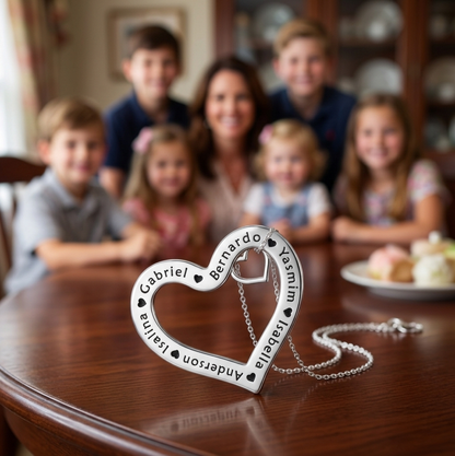 Personalized Family Heart Pendant Necklace