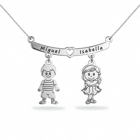Personalized Mother’s Necklace with Kids Charms