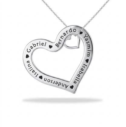 Personalized Family Heart Pendant Necklace