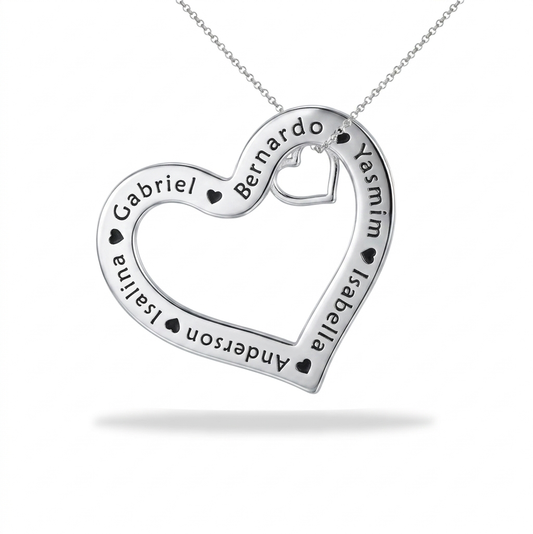 Personalized Family Heart Pendant Necklace