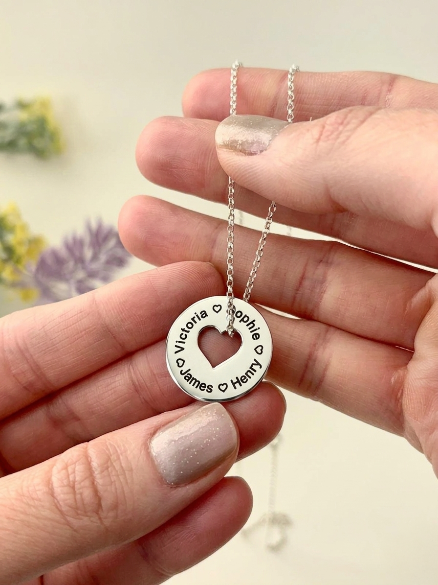 Personalized Eternity Circle Heart Necklace