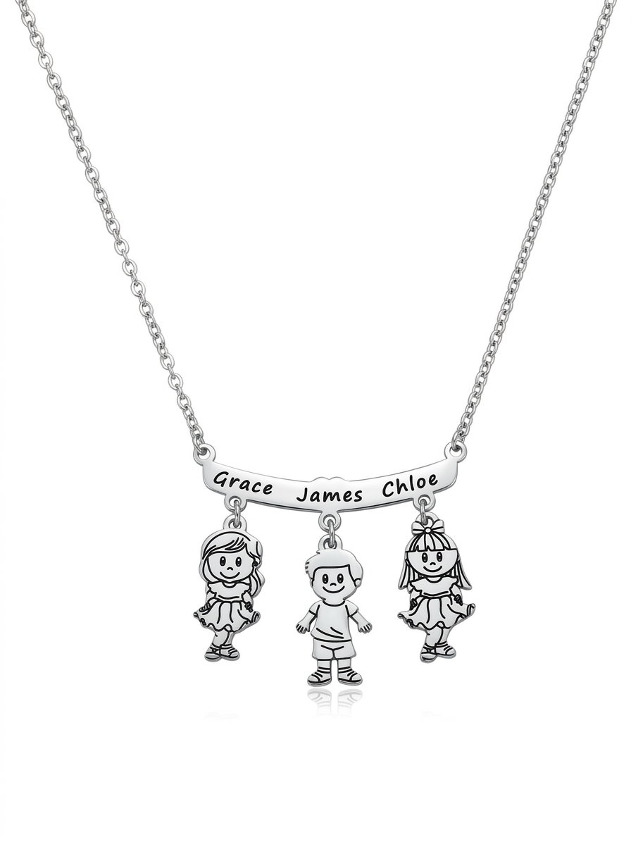 Personalized Mother’s Necklace with Kids Charms