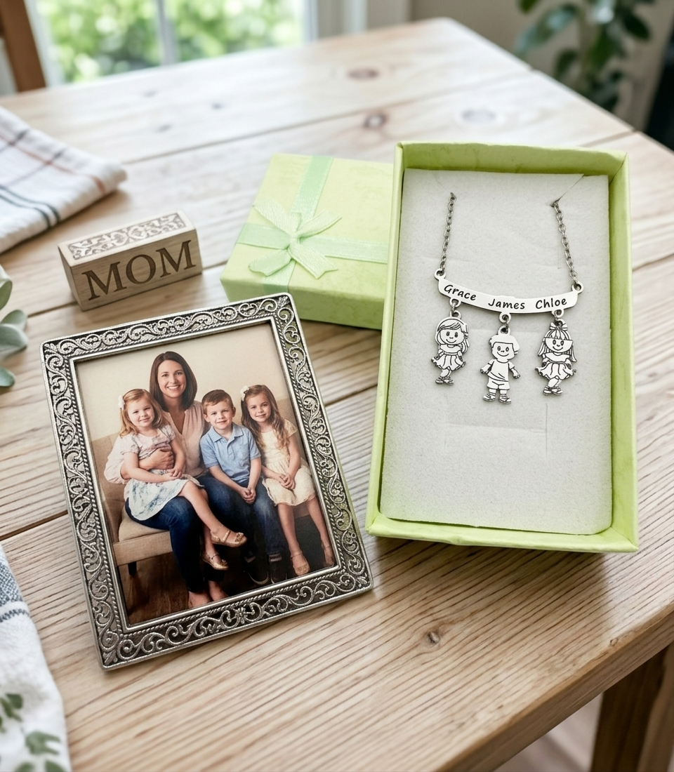 Personalized Mother’s Necklace with Kids Charms