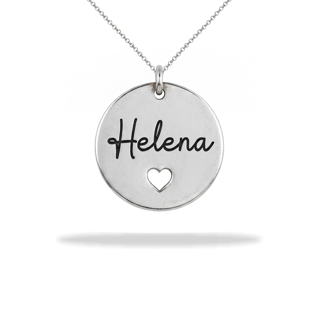 Personalized Round Medal Necklace with Cutout Heart