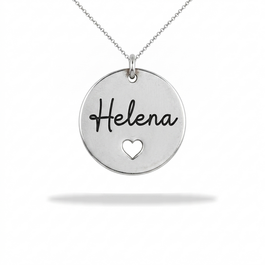 Personalized Round Medal Necklace with Cutout Heart