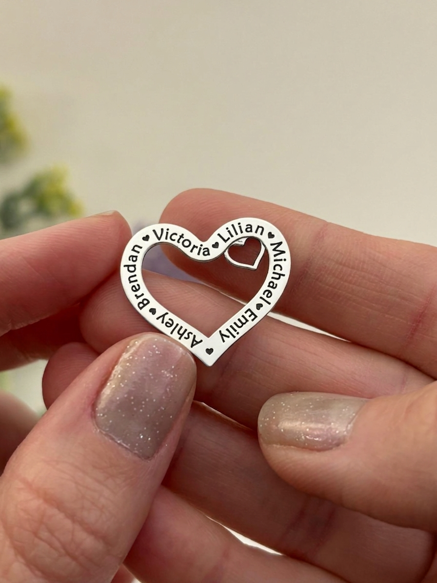 Personalized Family Heart Pendant Necklace