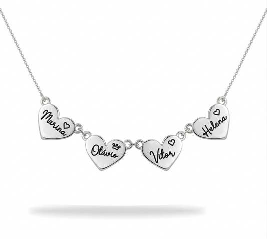 Personalized Connected Hearts Name Necklace