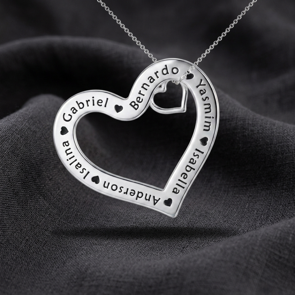 Personalized Family Heart Pendant Necklace