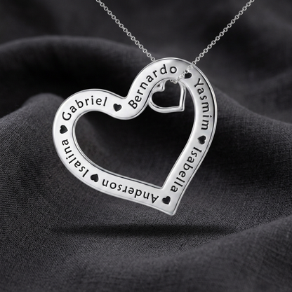 Personalized Family Heart Pendant Necklace