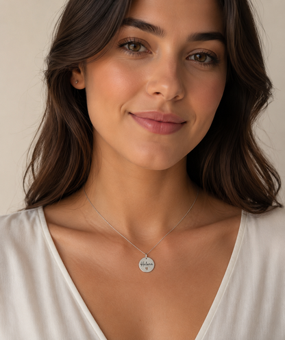 Personalized Round Medal Necklace with Cutout Heart