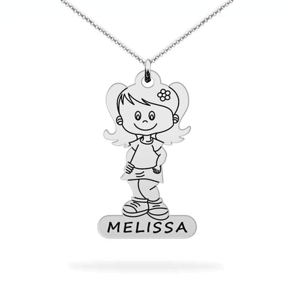 Daughter Name Necklace – Heart & Girl Pendant