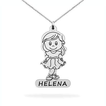 Daughter Name Necklace – Heart & Girl Pendant