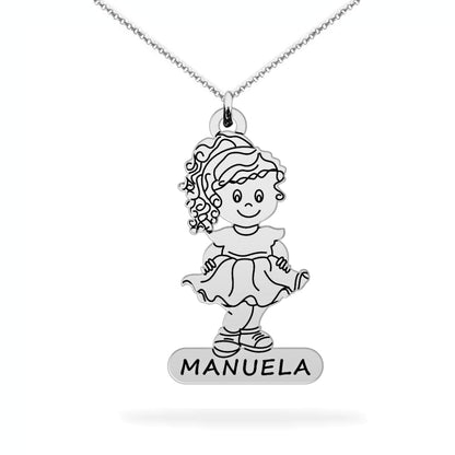 Daughter Name Necklace – Heart & Girl Pendant