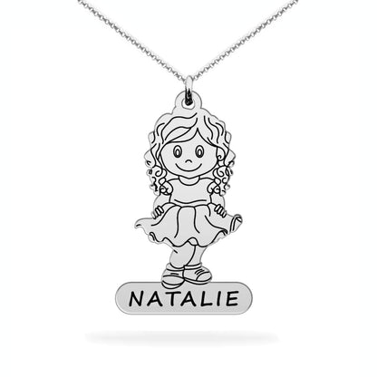 Daughter Name Necklace – Heart & Girl Pendant