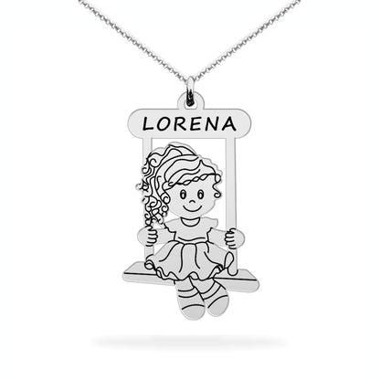 Daughter Name Necklace – Heart & Girl Pendant
