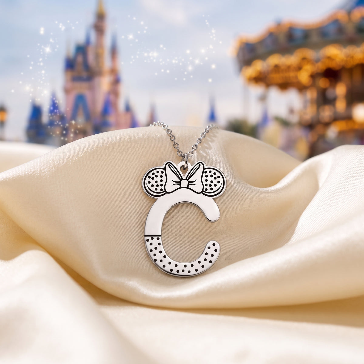 Minnie Mouse Initial Necklace