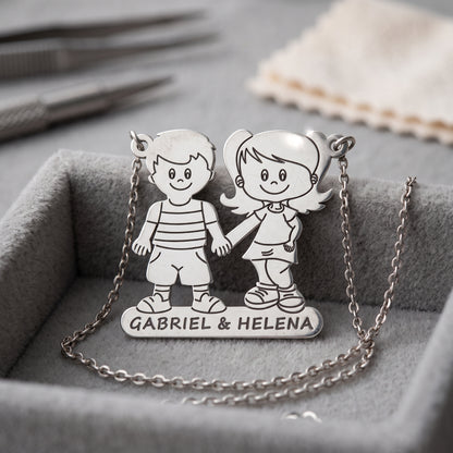 Personalized Necklace with Son and Daughter’s Names