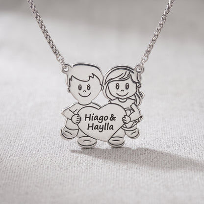 Personalized Necklace with Son and Daughter’s Names