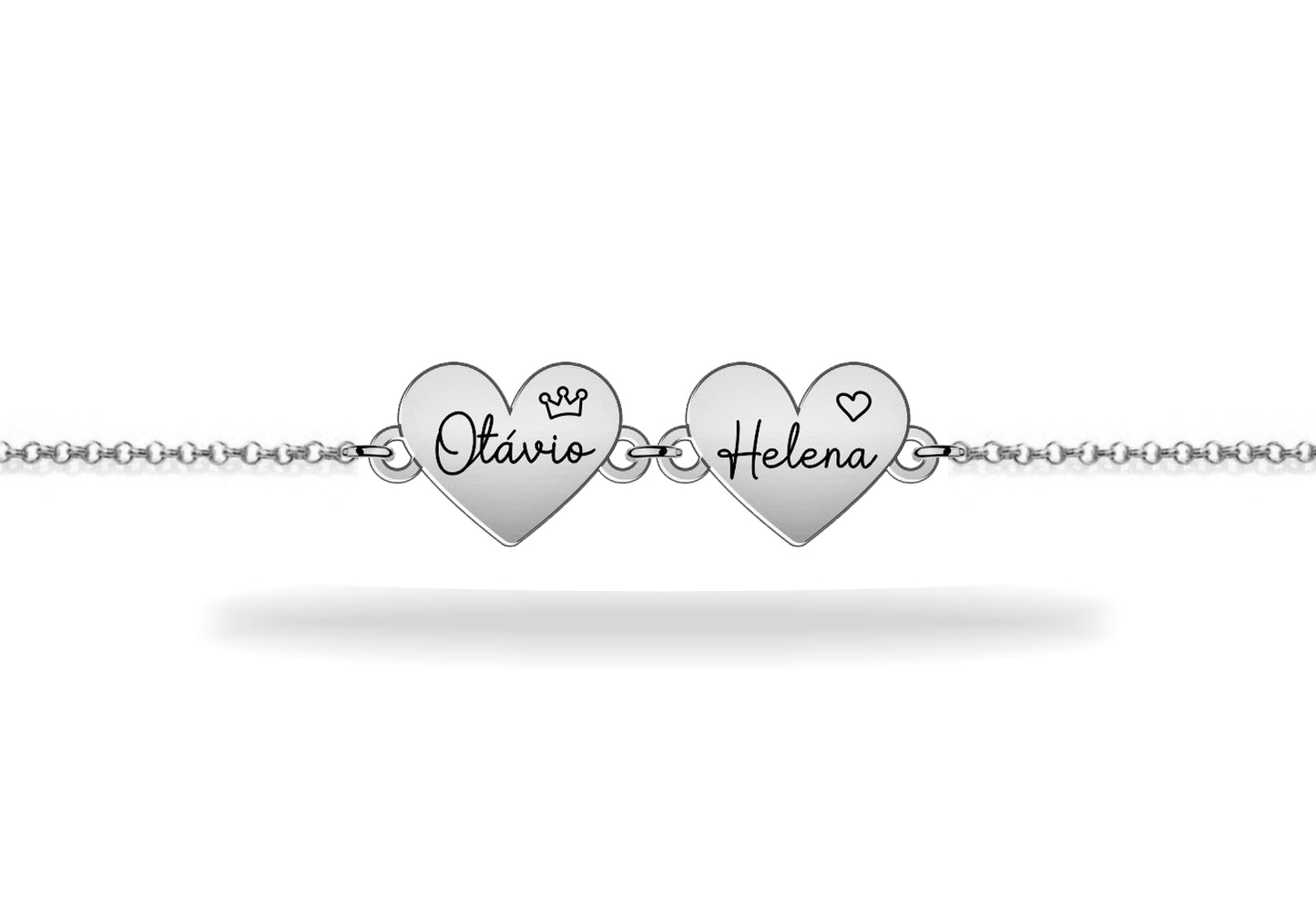 Personalized family name heart bracelet, sterling silver