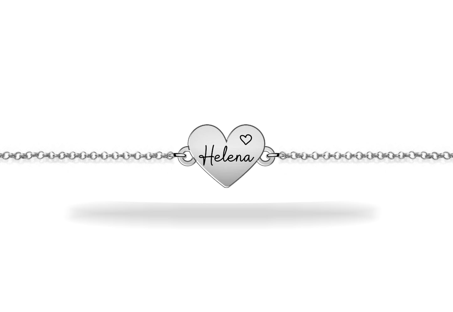 Personalized family name heart bracelet, sterling silver