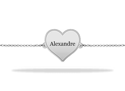 Custom name heart bracelet sterling silver