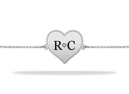 Custom name heart bracelet sterling silver