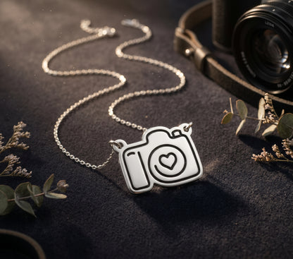 Camera Heart Necklace