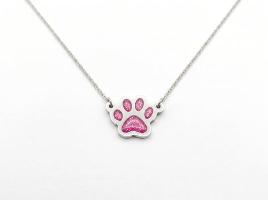 Glitter Paw Print Necklace