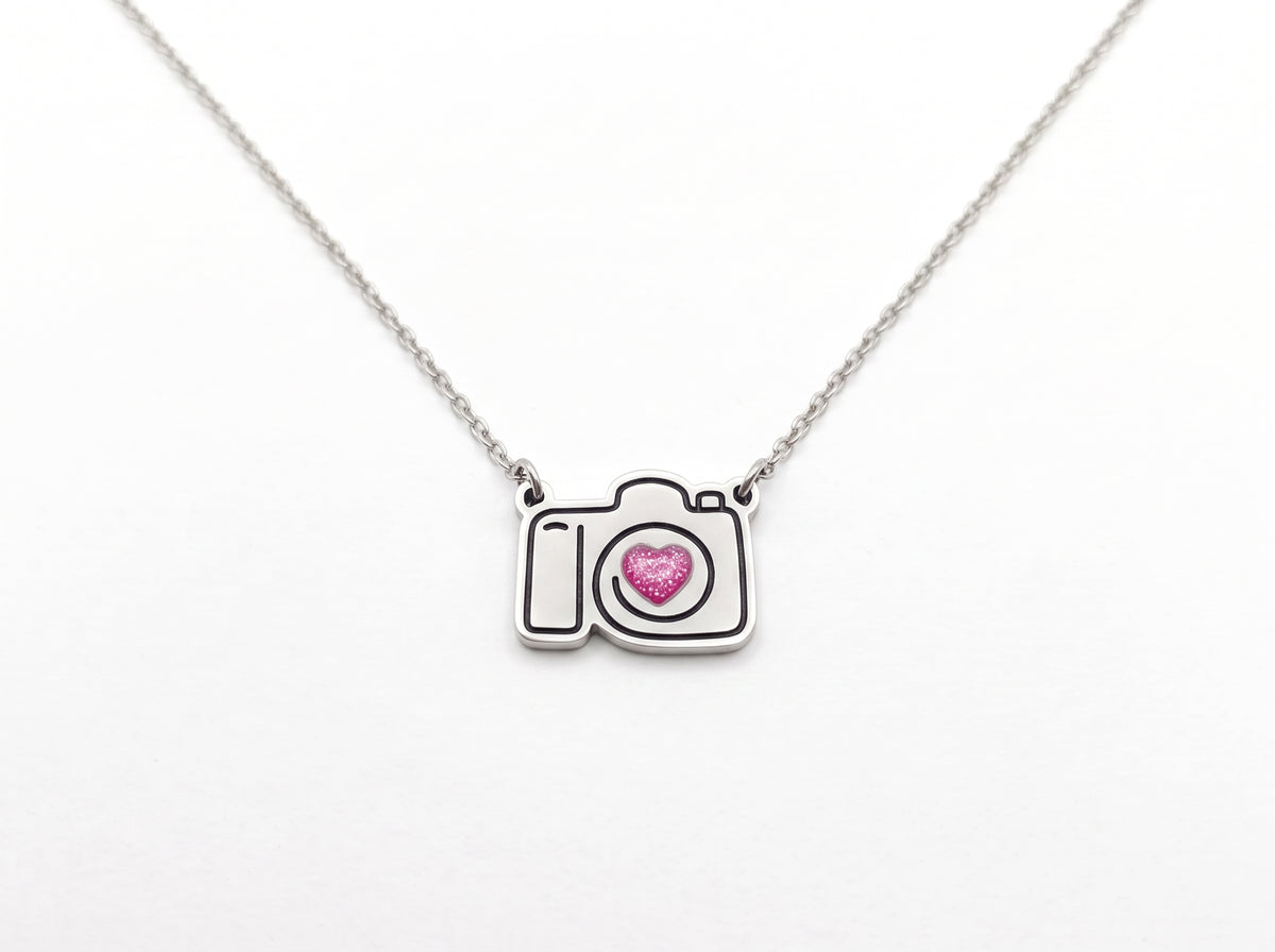 Glitter Camera Necklace