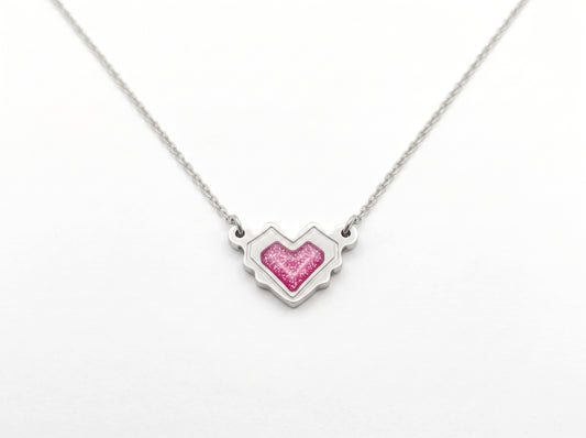 Glitter Origami Heart Necklace
