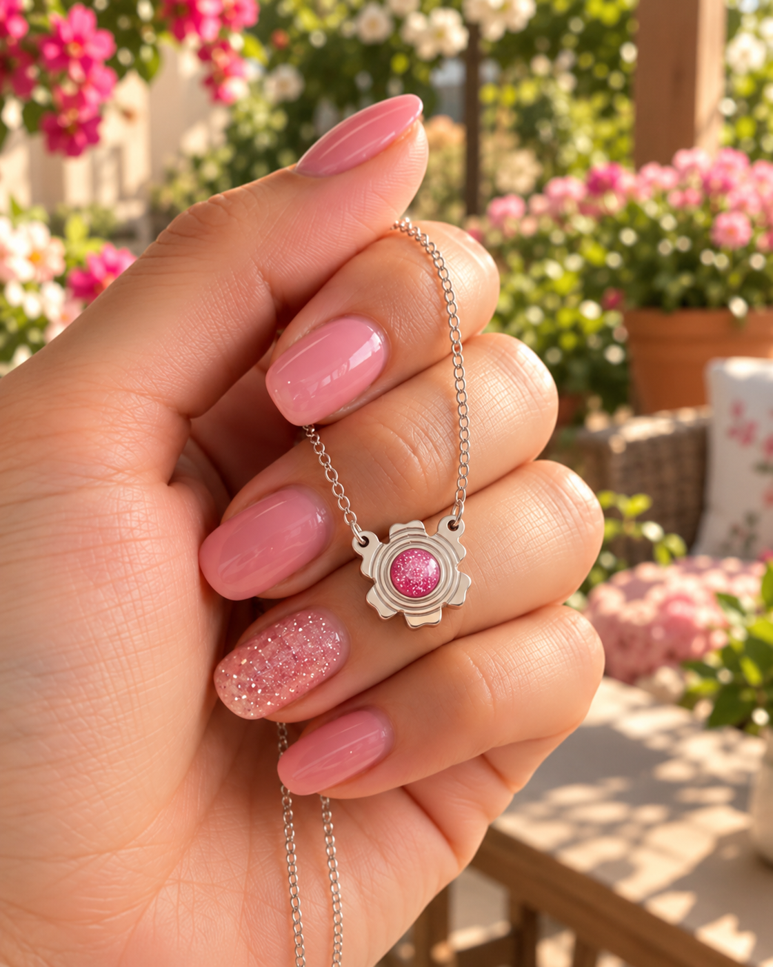 Glitter Flower Necklace