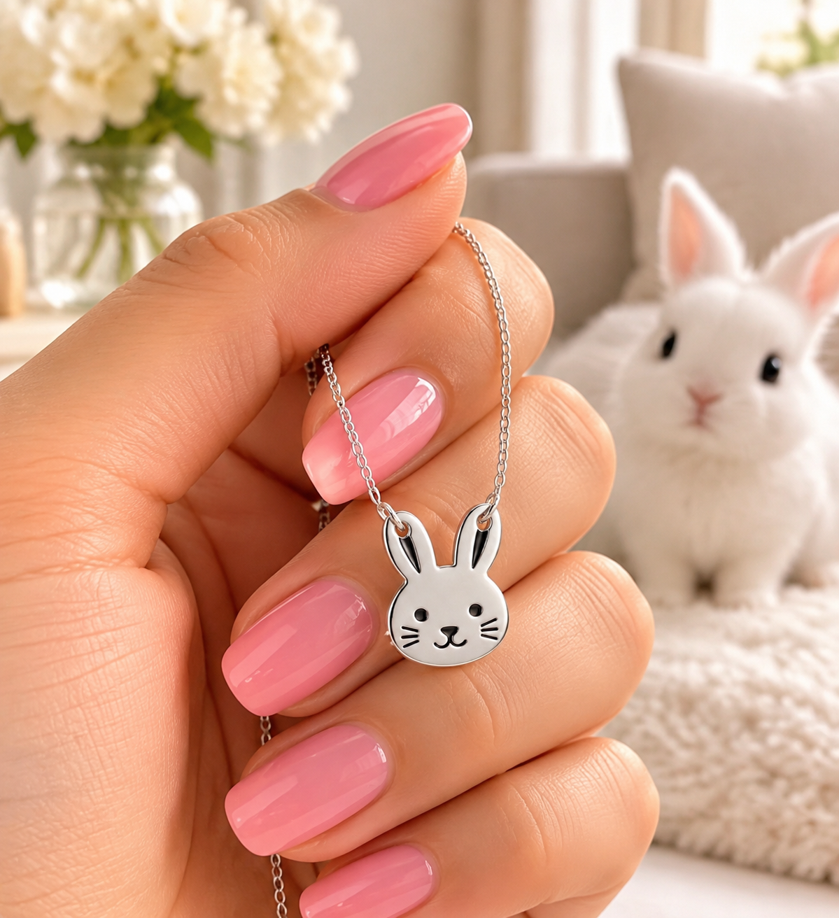 Cute Bunny Face Necklace